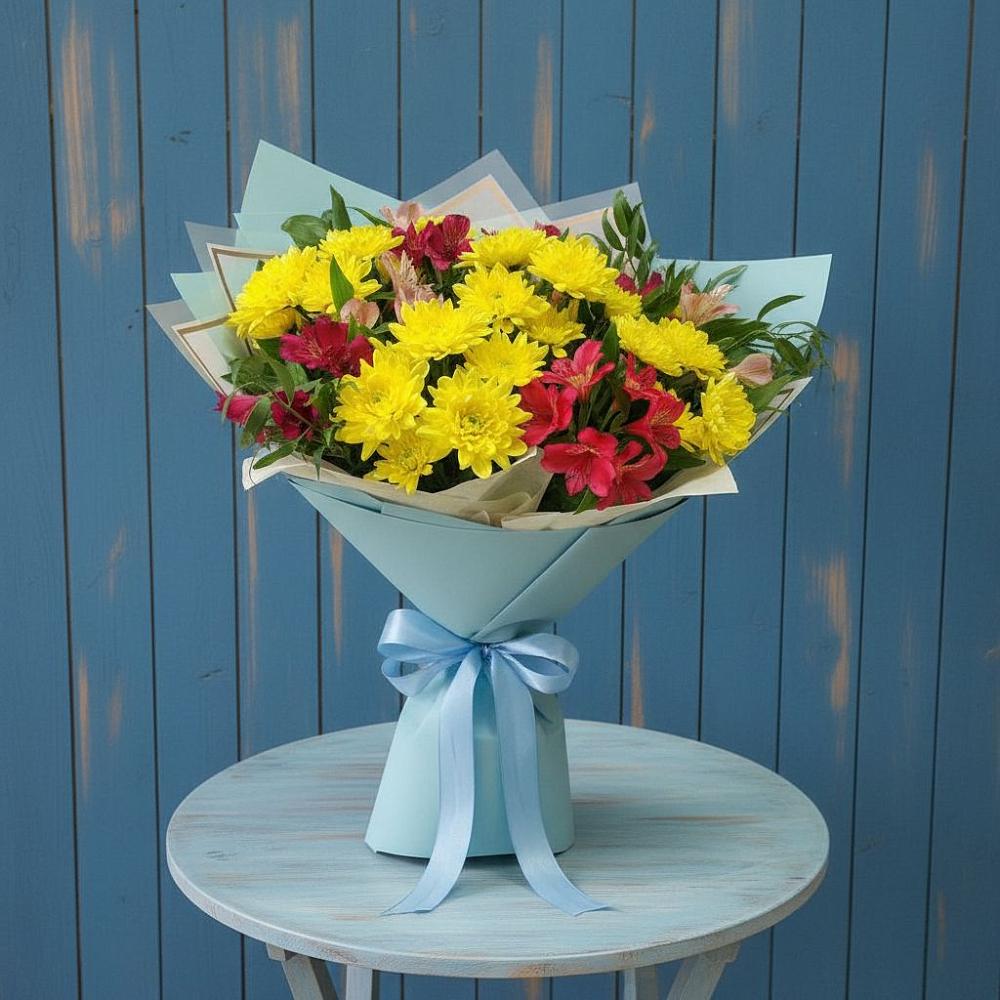 Букет цветов из: Альстромерии и Хризантемы в Красном Яре Астраханской области