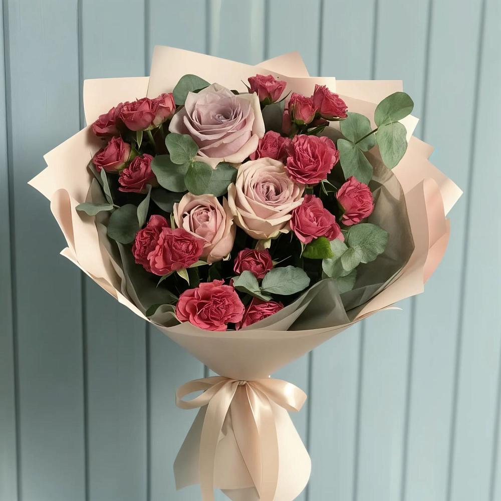 Букет цветов из: Гвоздики и Розы в Красном Яре Астраханской области