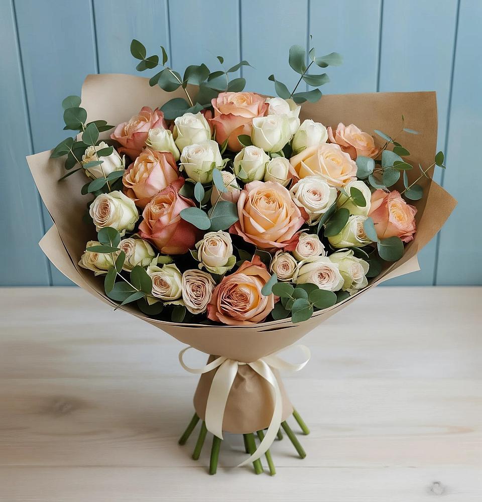 Букет цветов из: Альстромерии и Розы в Красном Яре Астраханской области