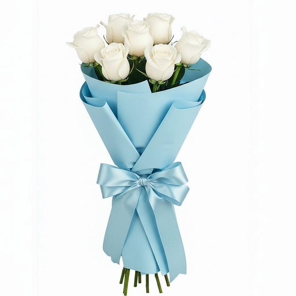 Букет 7 белых роз Проуд в Красном Яре Астраханской области