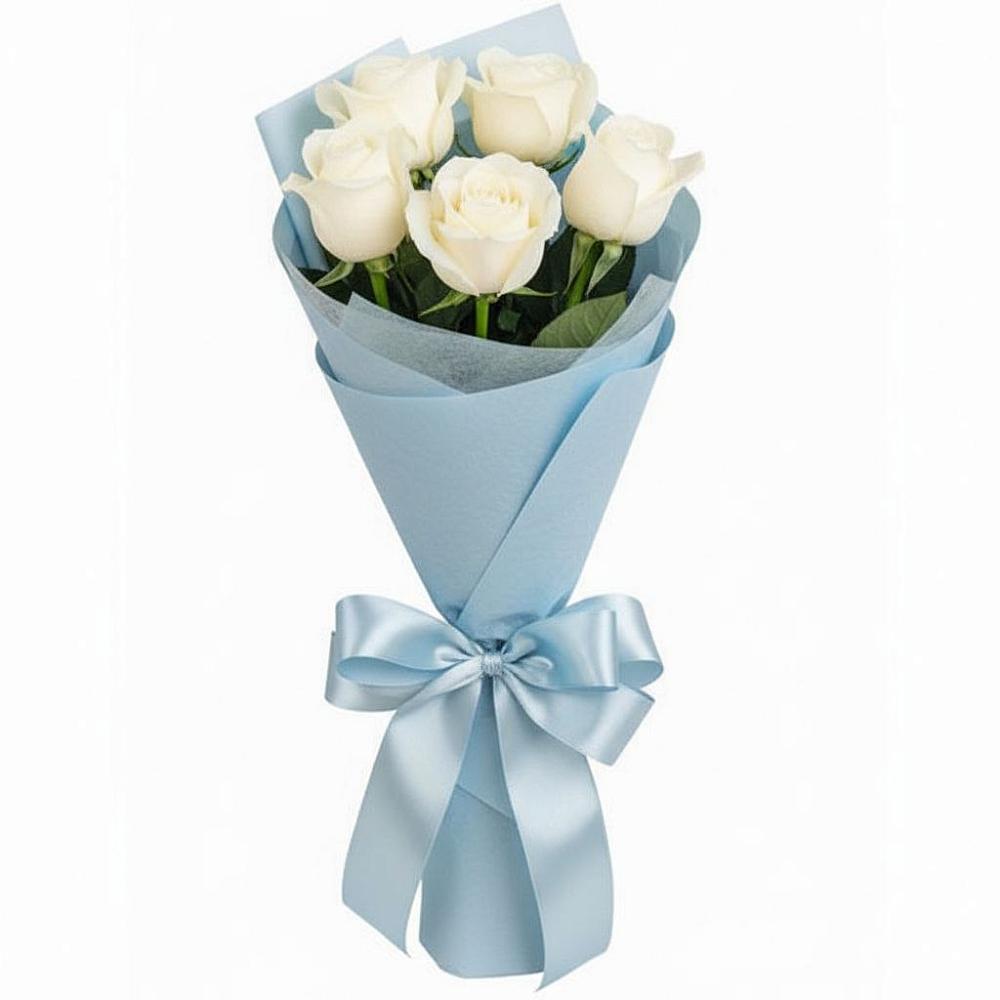 Букет 5 Белых роз Проуд в Красном Яре Астраханской области
