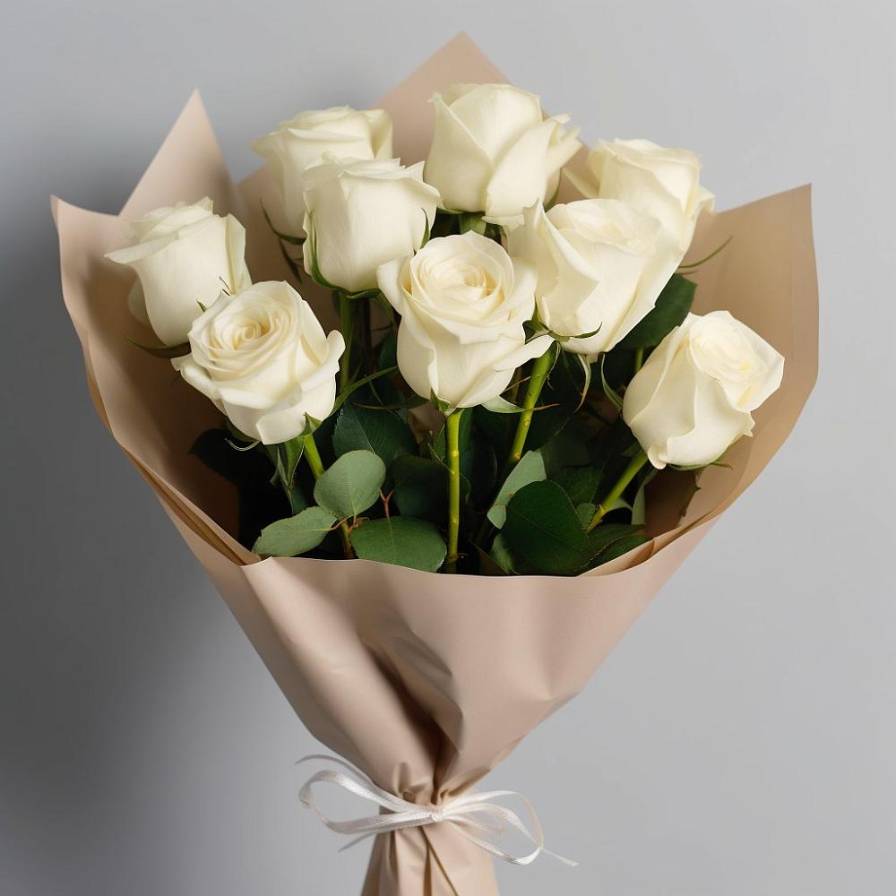 Букет 9 Белых роз Эдлесс Лав в Красном Яре Астраханской области