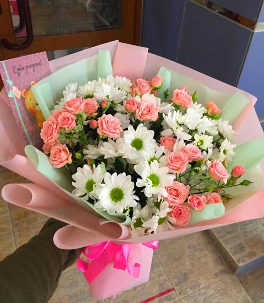 Букет цветов из: Розы и Хризантемы в Красном Яре Астраханской области