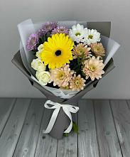 Букет цветов из:  Розы, Герберы и Хризантемы #REPLACE_PRED# Красном Яре Астраханской области