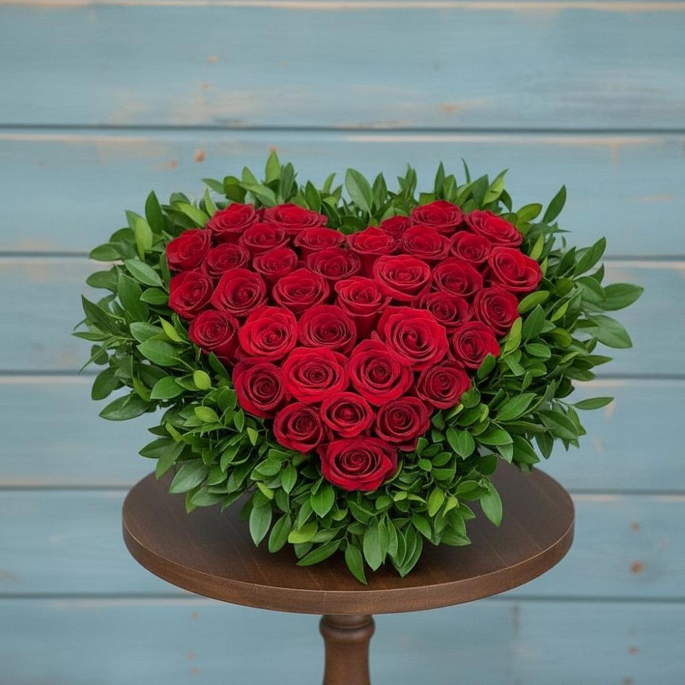 Цветочная композиция из Розы в виде сердца в Красном Яре Астраханской области