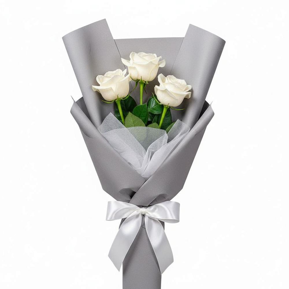 Букет 3 белые розы в Красном Яре Астраханской области
