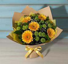 Букет цветов из:  Герберы и Хризантемы в Красном Яре Астраханской области