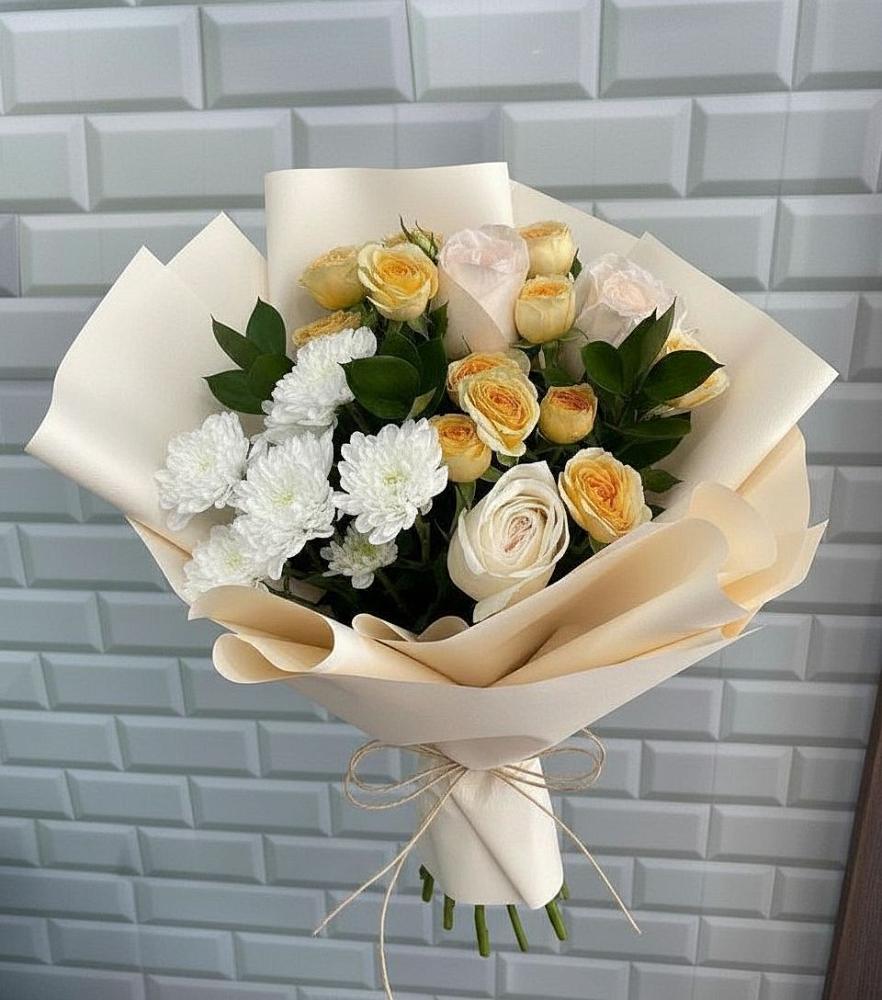 Букет цветов из: Розы и Хризантемы в Красном Яре Астраханской области