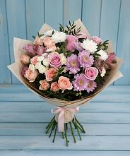 Букет цветов из:  Хризантемы, Розы и Альстромерии в Красном Яре Астраханской области