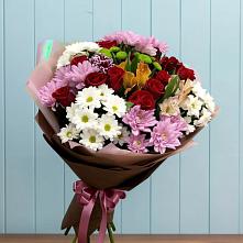 Букет цветов из:  Розы, Хризантемы и Альстромерии в Красном Яре Астраханской области